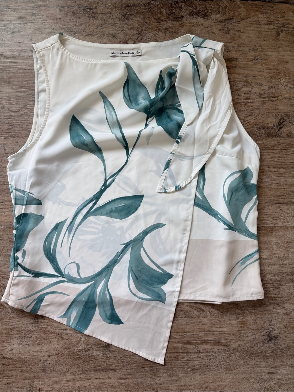 Abercrombie & Fitch Cream Camisole with Teal Botanical Print